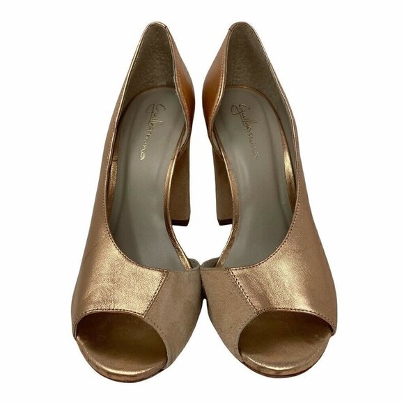 Anthropologie Guilhermina Womens Dorsay Block Heels Shoes Rose Gold Leather 6 M - Picture 3 of 8